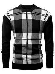 JMIERR Rundhalspullover Herren Basic Winterpullover Schwarz/Gelb/Rot/Grau