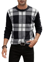 JMIERR Rundhalspullover Herren Basic Winterpullover Schwarz/Gelb/Rot/Grau