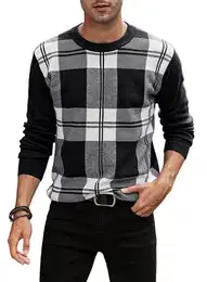 Rundhalspullover Herren Basic Winterpullover Strickpullover Feinstrick Sweaters Casual