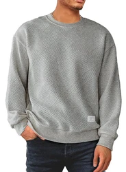 JMIERR Herren Sweatshirt Casual Pullover Rundhalsausschnitt Grau/Hellgrau
