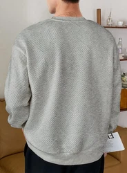 JMIERR Herren Sweatshirt Casual Pullover Rundhalsausschnitt Grau/Hellgrau