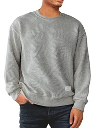 JMIERR Herren Sweatshirt Casual Pullover Rundhalsausschnitt Grau/Hellgrau