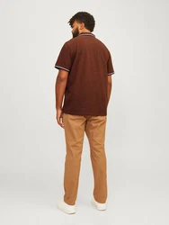 Jack & Jones Poloshirt Fit Polo Shirt JJEPAULOS Sommer Hemd Pique (1-tlg) (3615) Mittelbraun (3615)