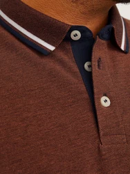 Jack & Jones Poloshirt Fit Polo Shirt JJEPAULOS Sommer Hemd Pique (1-tlg) (3615) Mittelbraun (3615)