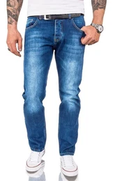 Straight-Jeans Herren Jeans Stonewashed Hellblau RC-3120A
