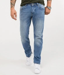 Straight-Jeans Herren Jeans Stonewashed Blau RC-3101