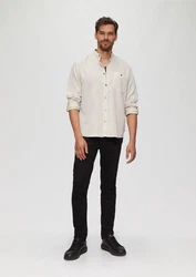 s.Oliver Langarmhemd Regular Fit mit Stehkragen Creme/Weiß/Beige/Khaki