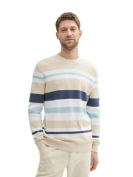 TOM TAILOR Strickpullover Beige/Weiß/Creme/Khaki