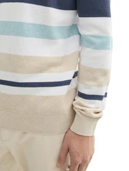TOM TAILOR Strickpullover Beige/Weiß/Creme/Khaki