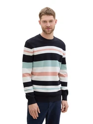 TOM TAILOR Strickpullover Mischfarben/Hellblau/Grün/Rot