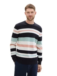 TOM TAILOR Strickpullover Mischfarben/Hellblau/Grün/Rot