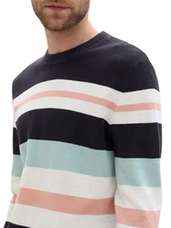 TOM TAILOR Strickpullover Mischfarben/Hellblau/Grün/Rot