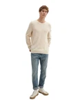 TOM TAILOR Strickpullover mit Rundhalsausschnitt Khaki/Creme/Beige/Weiß