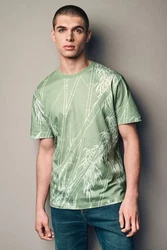 Next T-Shirt mit Hokusai-Motiv Grün/Dunkelgrün/Hellgrün
