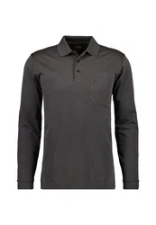 RAGMAN Poloshirt Langarmshirts Dunkelgrau/Grau/Khaki/Hellgrau
