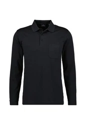 RAGMAN Poloshirt Langarm Polo Schwarz/Dunkelblau