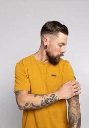 FORSBERG T-Shirt mit Brusttasche Gelb/Braun/Gold