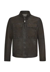 Milestone Lederjacke MSTizian Khaki/Dunkelgrün/Dunkelbraun/Grau/Braun