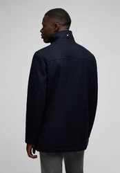 HECHTER PARIS Wolljacke mit Reißverschluss und Knopfleiste Dunkelblau/Schwarz/Hellblau