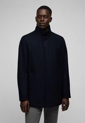 HECHTER PARIS Wolljacke mit Reißverschluss und Knopfleiste Dunkelblau/Schwarz/Hellblau