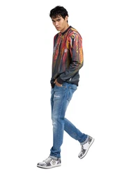 CARLO COLUCCI Sweatshirt Di Spigno Orange/Hellblau/Schwarz/Mischfarben