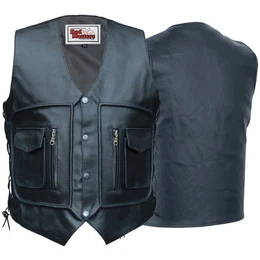 Motorradweste GW683 Black Motorrad Lederweste Biker Motorradweste Weste schwarz