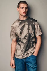 Next T-Shirt mit Hokusai-Motiv Weiß/Braun/Khaki/Beige/Dunkelgrün/Grün