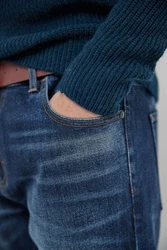 Next Bootcut Jeans Straight Fit Jeans mit Gürtel Blau/Dunkelblau