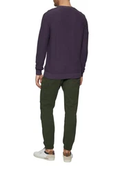 s.Oliver Strickpullover mit Struktur und Label-Patch Garment Dye Dunkelblau/Lila