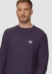 s.Oliver Strickpullover mit Struktur und Label-Patch Garment Dye Dunkelblau/Lila