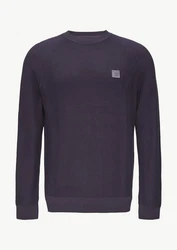 s.Oliver Strickpullover mit Struktur und Label-Patch Garment Dye Dunkelblau/Lila