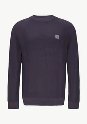 s.Oliver Strickpullover mit Struktur und Label-Patch Garment Dye Dunkelblau/Lila