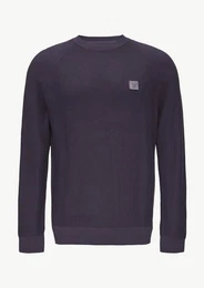 Strickpullover Strickpullover mit Struktur und Label-Patch Garment Dye