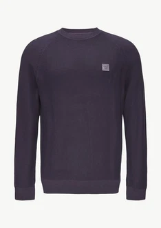 s.Oliver Strickpullover mit Struktur und Label-Patch Garment Dye Dunkelblau/Lila