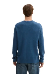 TOM TAILOR Strickpullover mit Rundhalsausschnitt Hellblau/Grau