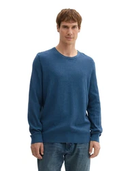 TOM TAILOR Strickpullover mit Rundhalsausschnitt Hellblau/Grau