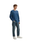 TOM TAILOR Strickpullover mit Rundhalsausschnitt Hellblau/Grau