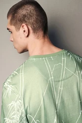 Next T-Shirt mit Hokusai-Motiv Grün/Dunkelgrün/Hellgrün