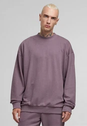 URBAN CLASSICS Rundhalspullover Light Terry Crew Lila/Rosa