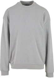 URBAN CLASSICS Rundhalspullover Light Terry Crew Grau/Hellgrau