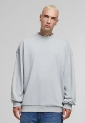 URBAN CLASSICS Rundhalspullover Light Terry Crew Grau/Hellgrau