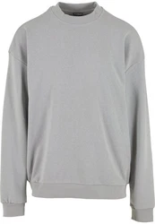 URBAN CLASSICS Rundhalspullover Light Terry Crew Grau/Hellgrau