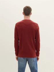 TOM TAILOR Rundhalspullover (1-tlg) burgunderrot/dunkelrot melange