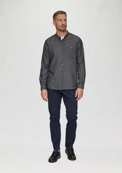 s.Oliver Langarmhemd Regular Fit mit Stehkragen Dunkelblau/Dunkelgrau/Grau