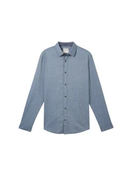 TOM TAILOR Langarmhemd Strukturiertes Hemd Hellblau/Blau/Grau/Dunkelblau