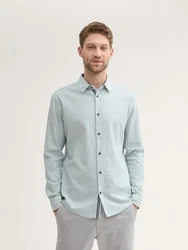 TOM TAILOR Langarmhemd Strukturiertes Hemd Grau/Blau/Grün/Hellblau