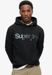 Superdry Sweatshirt Kapuzensweatshirt Core Logo Fade Loose Hood dunkelgrau/schwarz