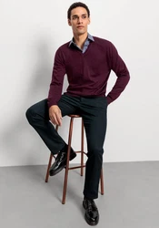 OLYMP Rundhalspullover Strick Casual Dunkelrot/Lila/Rosa
