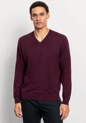 OLYMP Rundhalspullover Strick Casual Dunkelrot/Lila/Rosa