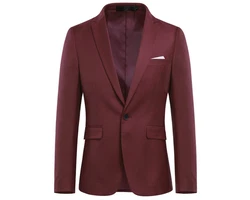 Allthemen Anzug Slim Fit 3-teilig Herren Businessanzug Dunkelrot/Rot/Bordeaux